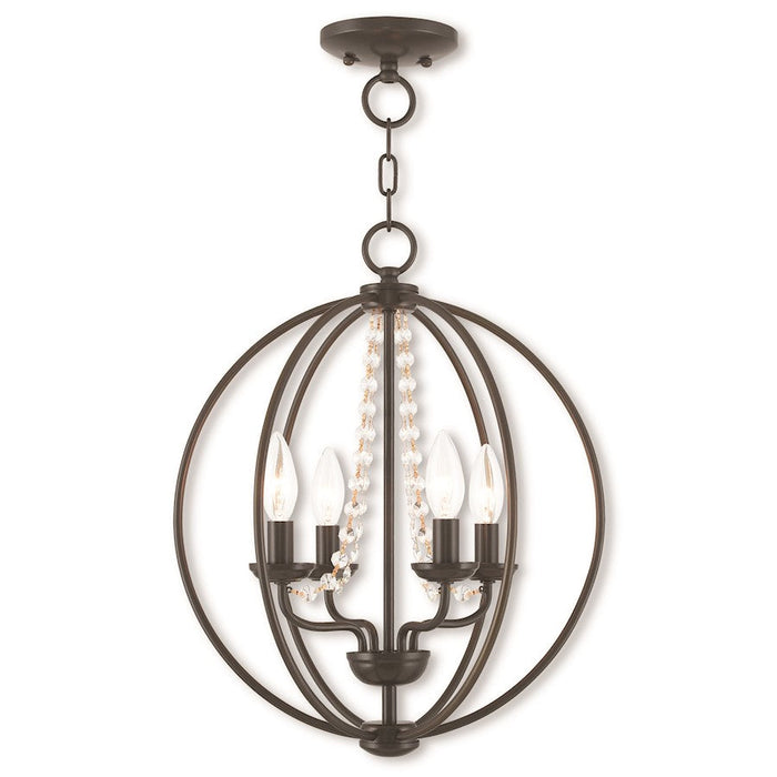 Livex Arabella 4 Light Convertible Mini Chandelier/Ceiling, Bronze - 40914-92