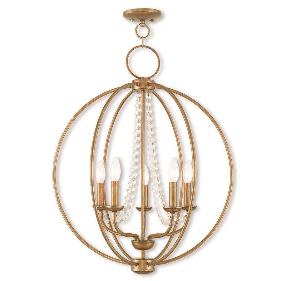 Livex Arabella 5 Light Chandelier, Antique Gold Leaf - 40915-48