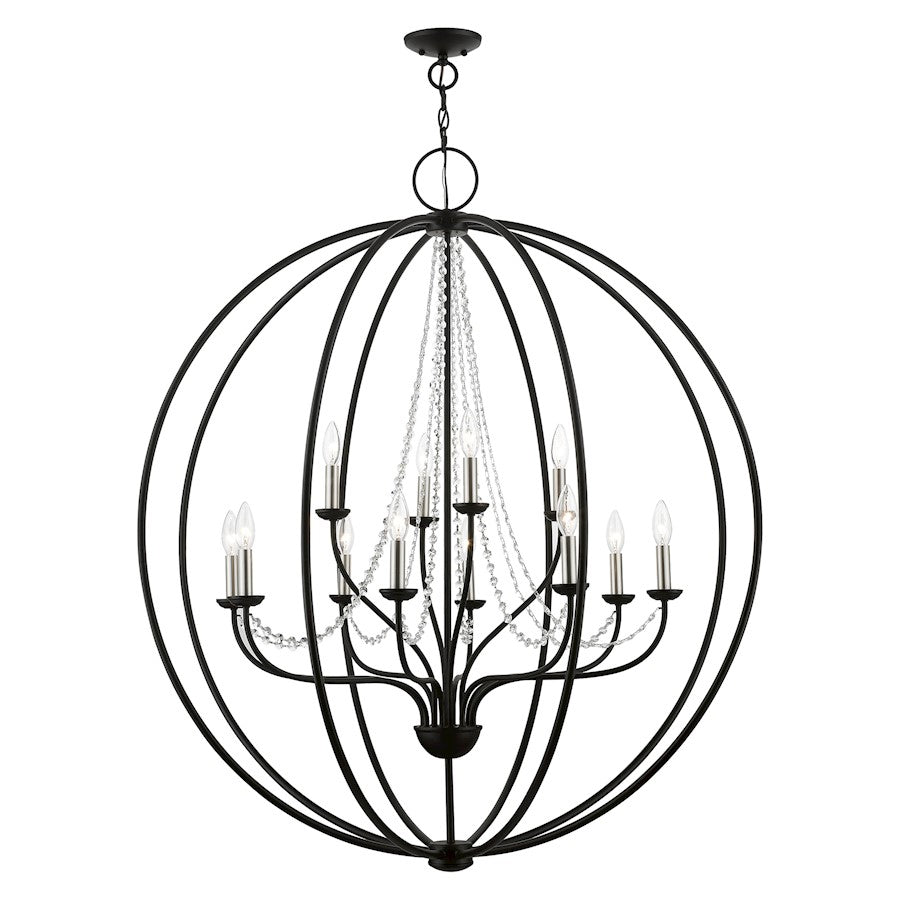 Livex Arabella 12 Light Grande Foyer Chandelier, Black/Nickel/Clear - 40919-04