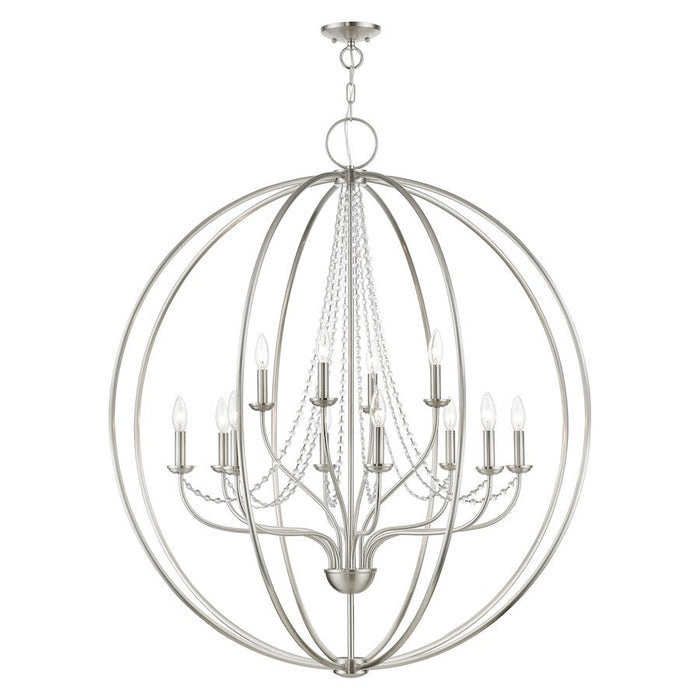 Livex Arabella 12 Light Grande Foyer Chandelier, NK/Crystals - 40919-91