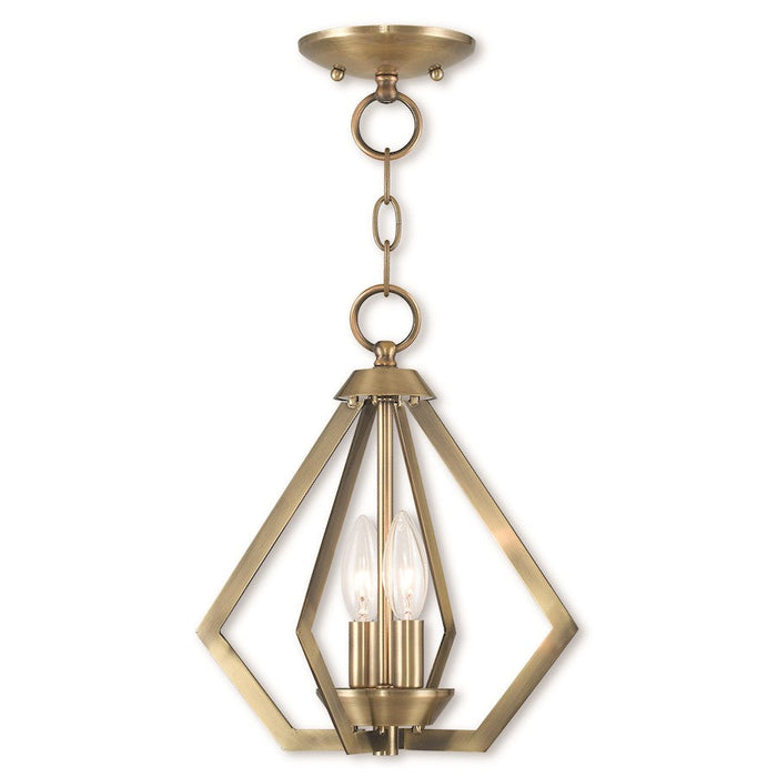 Livex Prism 2 Light Convertible Mini Chandelier/Ceiling, Brass - 40922-01