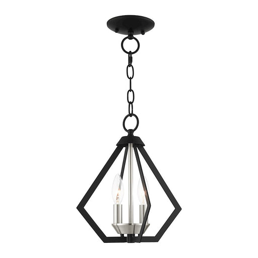 Livex Prism 2-LT Convertible Semi Flush/Pendant, Black/Nickel Cluster - 40922-04