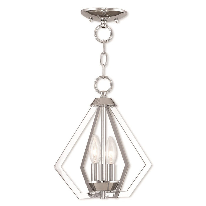 Livex Prism 2 Light Convertible Mini Chandelier/Ceiling, Chrome - 40922-05