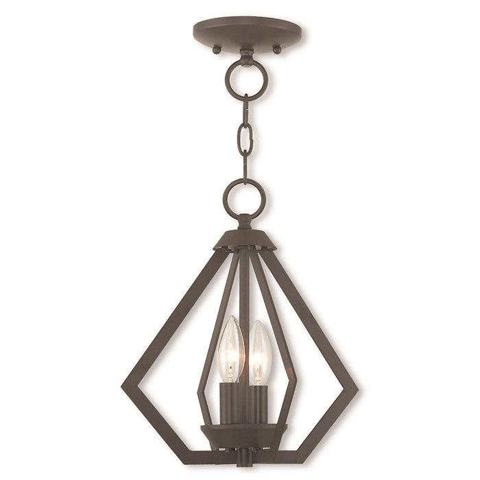 Livex Prism 2 Light Convertible Mini Chandelier/Ceiling Mount, Bronze - 40922-07