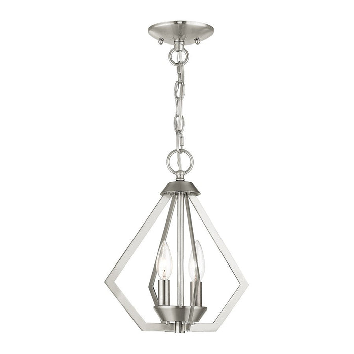 Livex Prism 2 Light Convertible Mini Chandelier/Ceiling Mount, Nickel - 40922-91