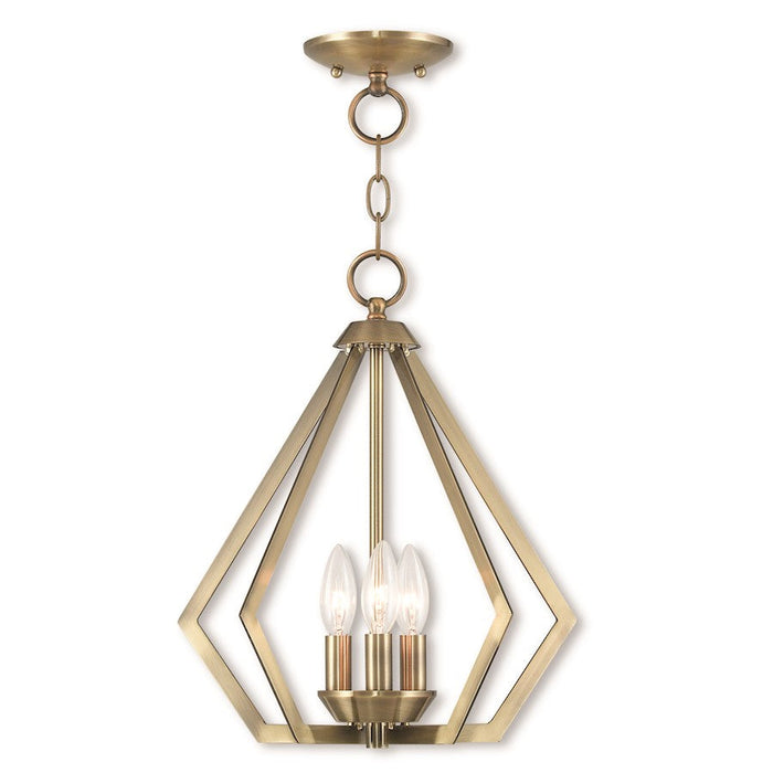 Livex Prism 3 Light Convertible Mini Chandelier/Ceiling, Brass - 40923-01