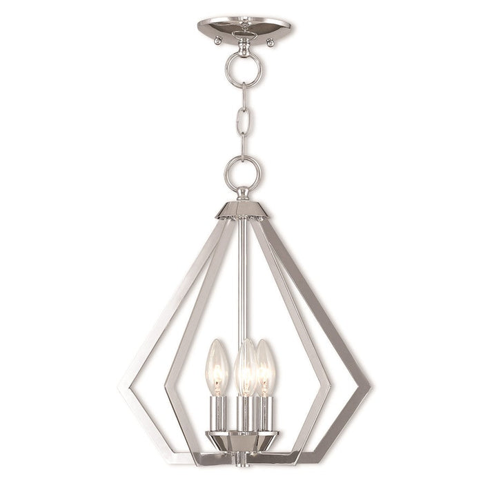 Livex Prism 3 Light Convertible Mini Chandelier/Ceiling, Chrome - 40923-05