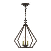Livex Prism 3 Light Semi-Flush/Small Pendant, English Bronze/Brass - 40923-92
