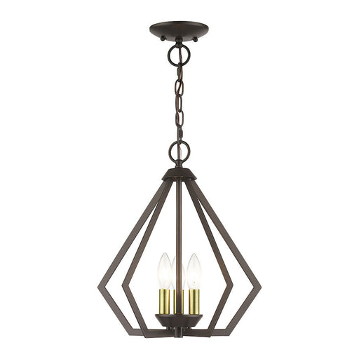 Livex Prism 3 Light Semi-Flush/Small Pendant, English Bronze/Brass - 40923-92