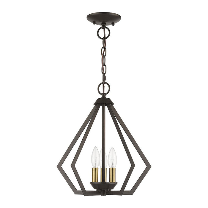 Livex Prism 3 Light Semi-Flush/Small Pendant, English Bronze/Brass