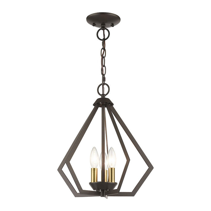 Livex Prism 3 Light Semi-Flush/Small Pendant, English Bronze/Brass