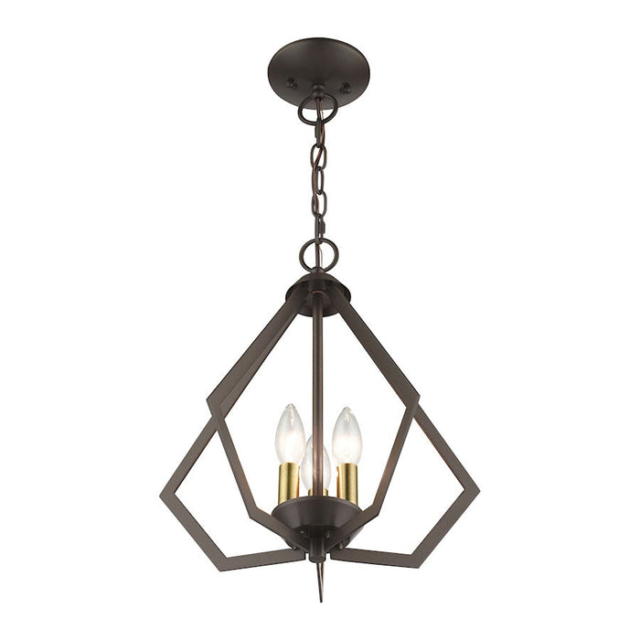 Livex Prism 3 Light Semi-Flush/Small Pendant, English Bronze/Brass