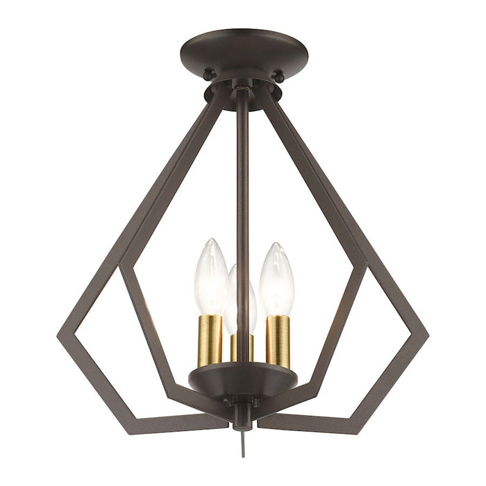 Livex Prism 3 Light Semi-Flush/Small Pendant, English Bronze/Brass