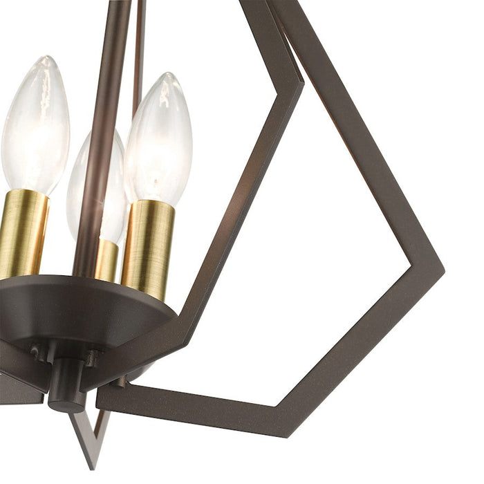 Livex Prism 3 Light Semi-Flush/Small Pendant, English Bronze/Brass