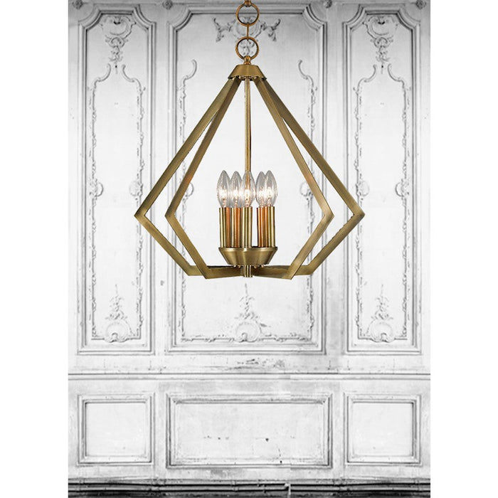 Livex Prism 5 Light Chandelier, Antique Brass - 40925-01