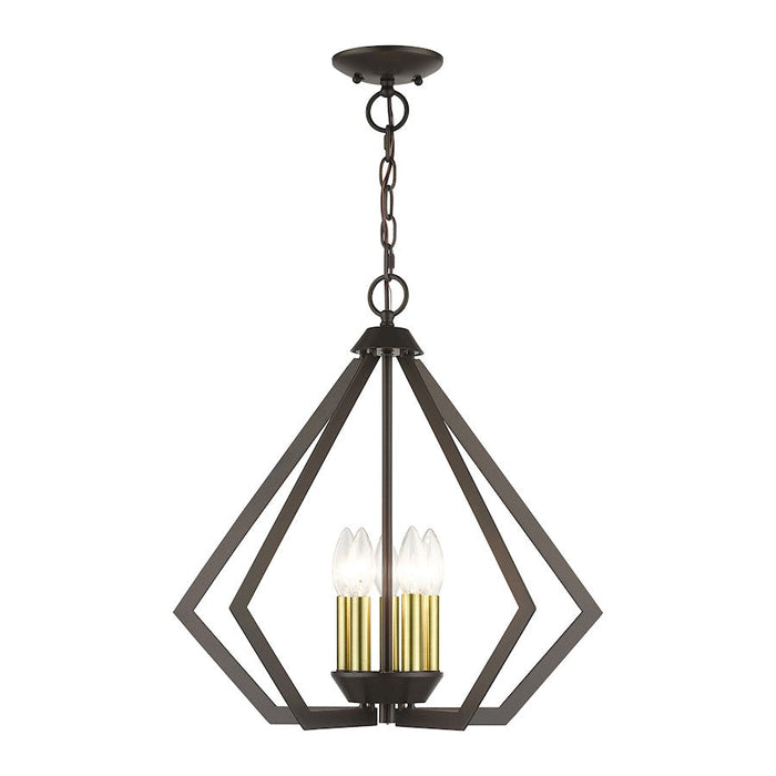 Livex Prism 5 Light Chandelier, English Bronze/Antique Brass - 40925-92