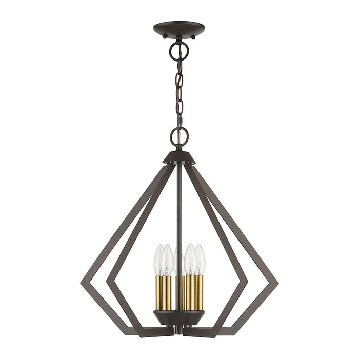 Livex Prism Chandelier, English Bronze/Antique Brass