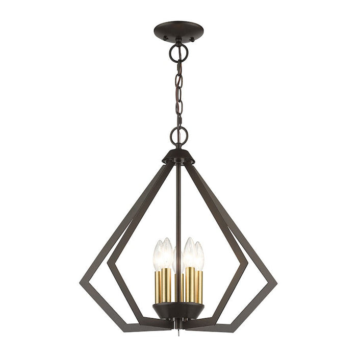 Livex Prism Chandelier, English Bronze/Antique Brass