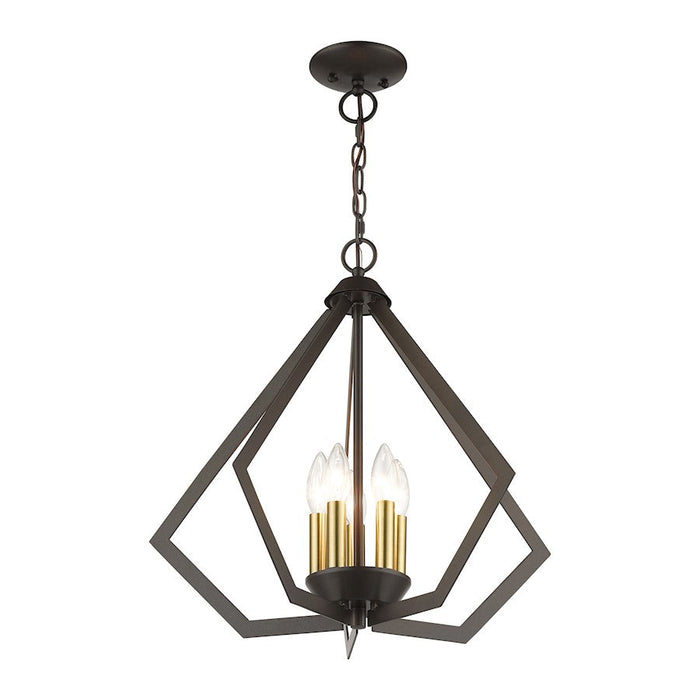 Livex Prism Chandelier, English Bronze/Antique Brass