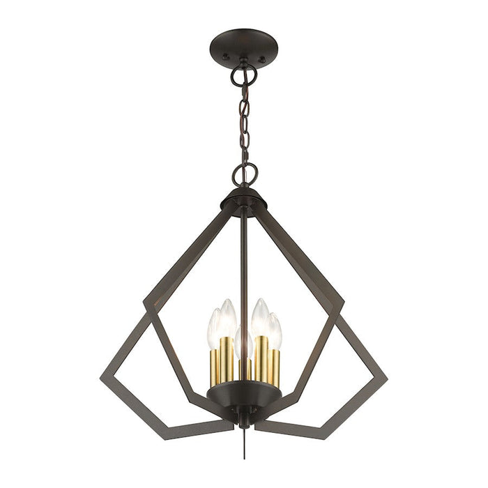 Livex Prism Chandelier, English Bronze/Antique Brass