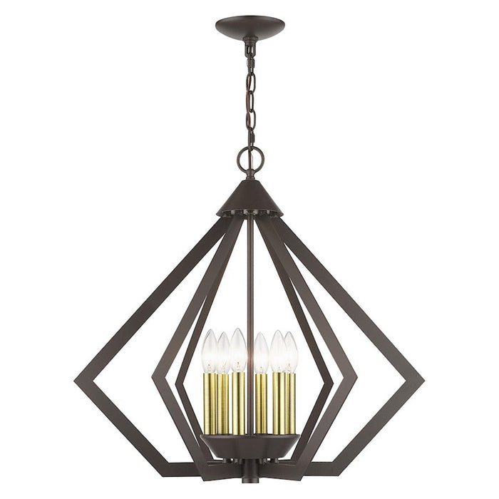 Livex Prism 6 Light Chandelier, English Bronze/Antique Brass - 40926-92