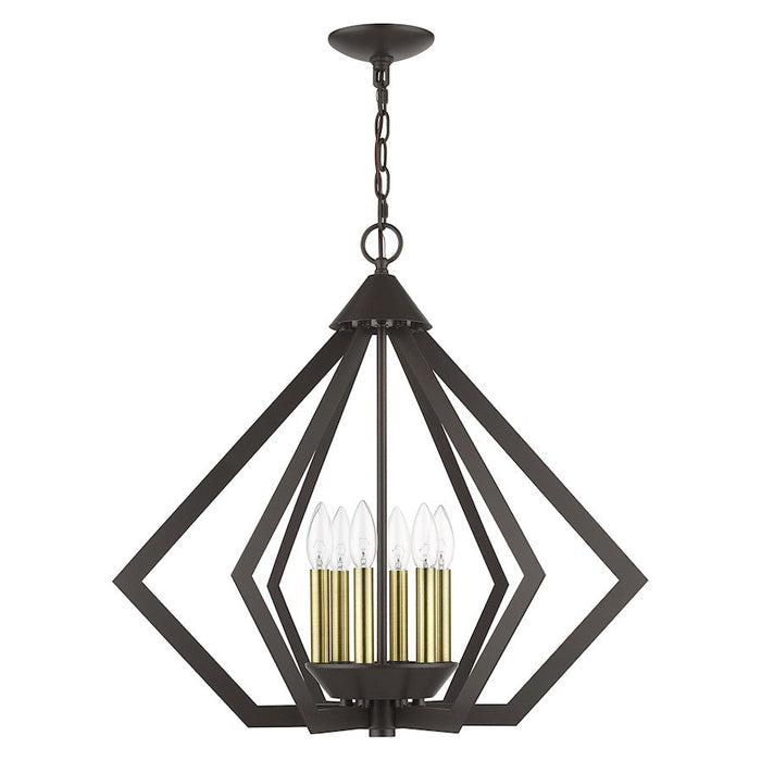 Livex Prism Chandelier, English Bronze/Antique Brass