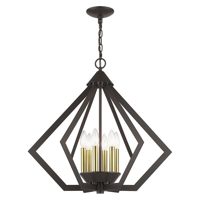 Livex Prism Chandelier, English Bronze/Antique Brass