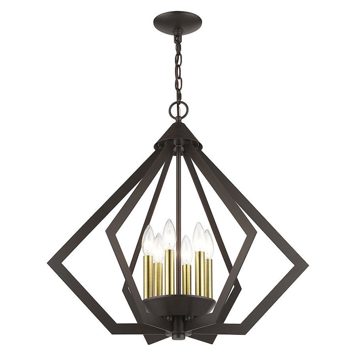 Livex Prism Chandelier, English Bronze/Antique Brass