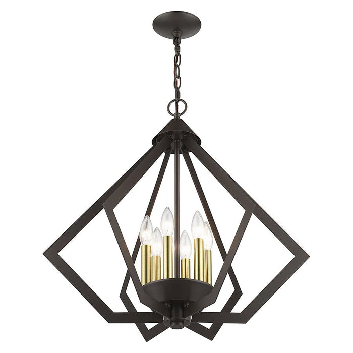 Livex Prism Chandelier, English Bronze/Antique Brass