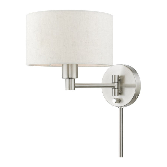 Livex Swing Arm Wall Lamps 1 Light Swing Arm Wall Lamp, NK/Oatmeal - 40940-91