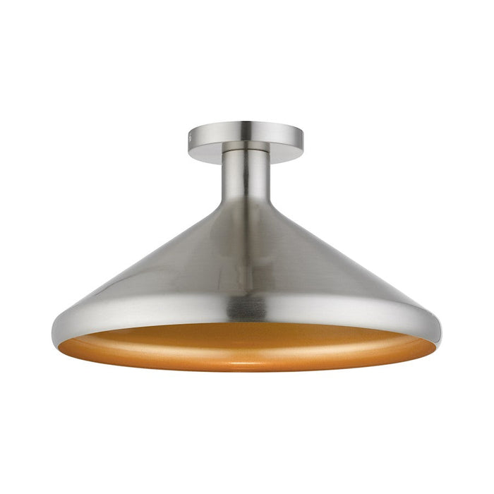 Livex Geneva 1 Light Semi-Flush Mount, Nickel/Nickel Metal/Gold - 40950-91