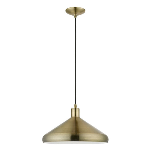 Livex Geneva 1 Light Pendant, Brass/Brass Metal/White Inside - 40953-01