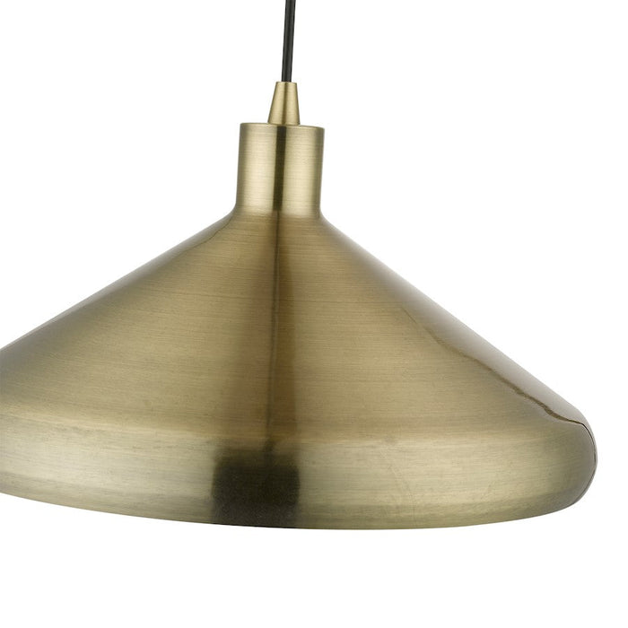 Livex Geneva 1 Light Pendant, Brass/Brass Metal/White Inside