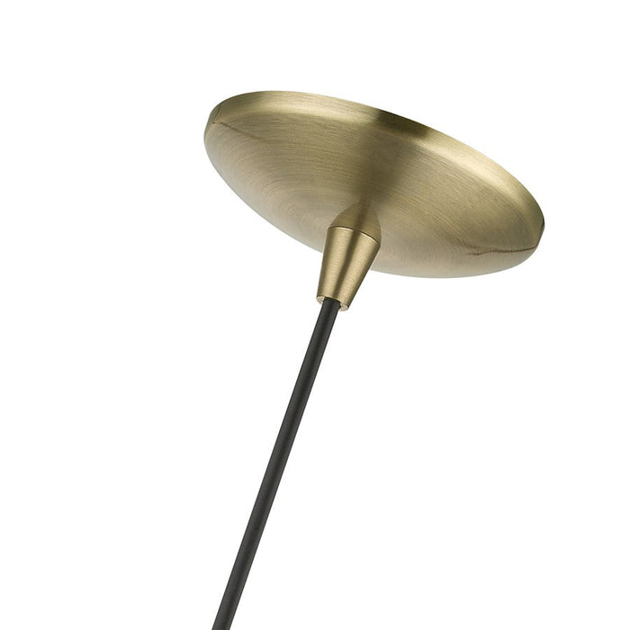 Livex Geneva 1 Light Pendant, Brass/Brass Metal/White Inside