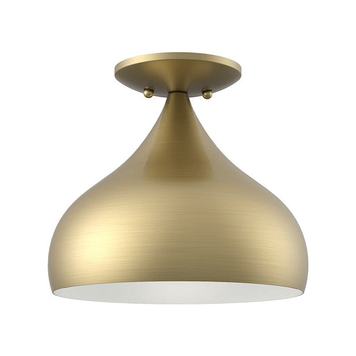 Livex Amador 1 Light Semi-Flush Mount, Brass/White Inside - 40980-01