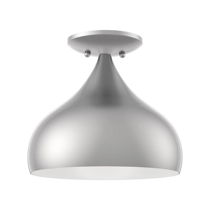 Livex Amador 1 Light Semi-Flush Mount, Nickel/Nickel Steel - 40980-91