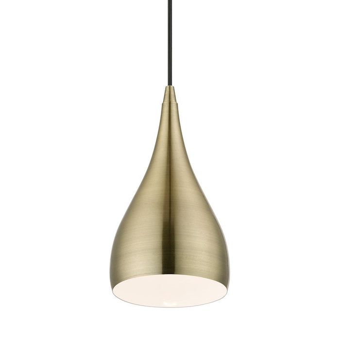 Livex Amador 1 Light Pendant, Brass/Brass/White Inside