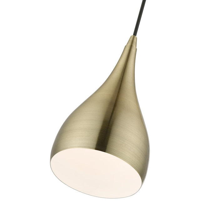 Livex Amador 1 Light Pendant, Brass/Brass/White Inside