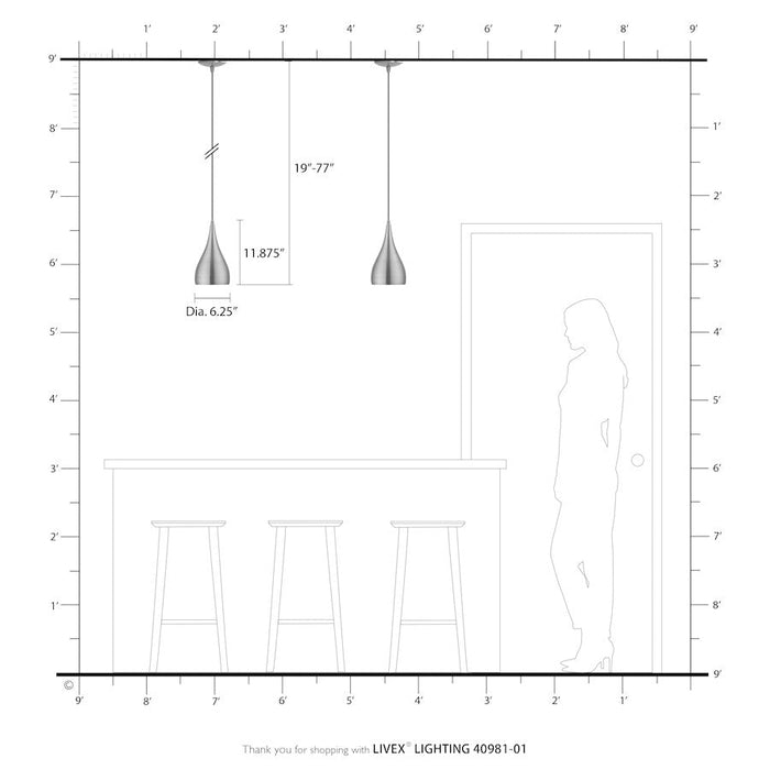 Livex Amador 1 Light Pendant, Brass/Brass/White Inside