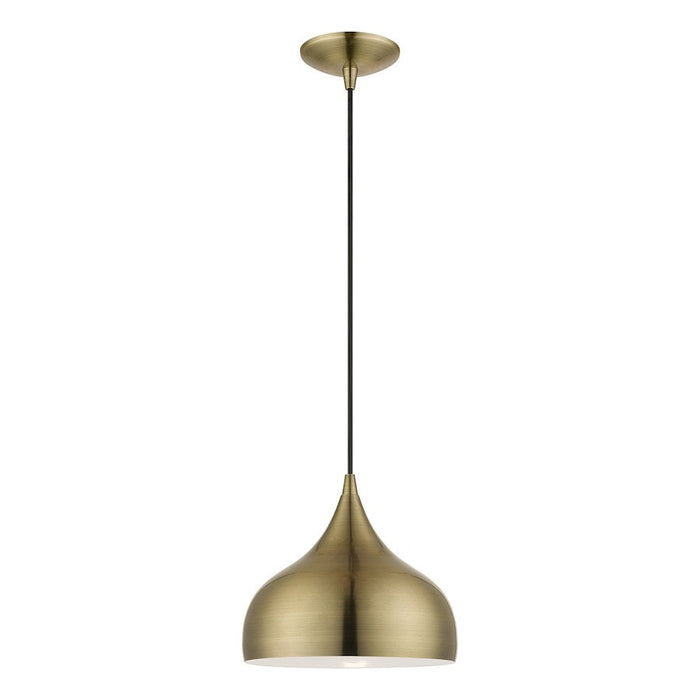 Livex Amador 1 Light 10" Pendant, Brass/Brass/White Inside - 40982-01