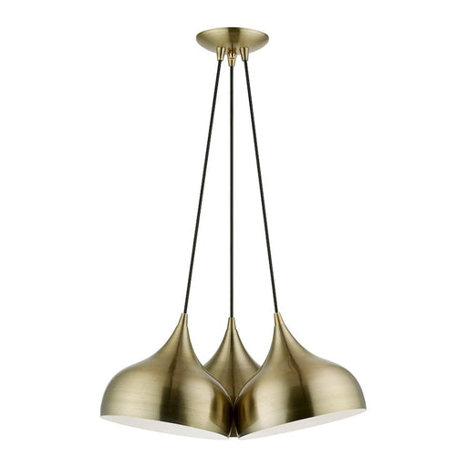 Livex Amador 3 Light Cluster Pendant, Brass/Brass/White Inside - 40983-01