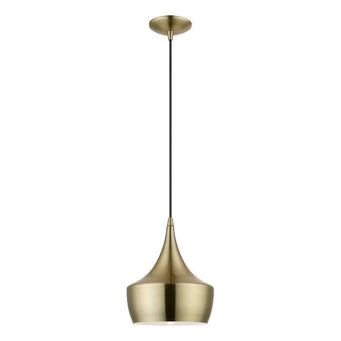 Livex Waldorf 1 Light Pendant, Brass/White Inside - 40991-01