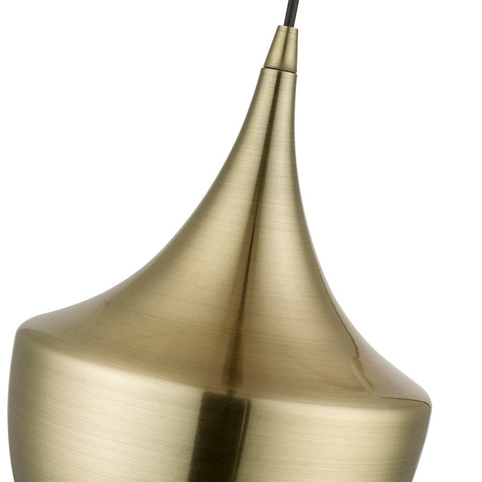 Livex Waldorf 1 Light Pendant, Brass/White Inside