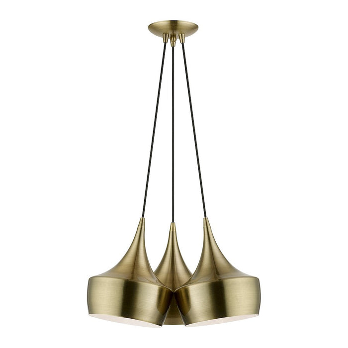 Livex Waldorf 3 Light Cluster Pendant, Brass/White Inside - 40993-01