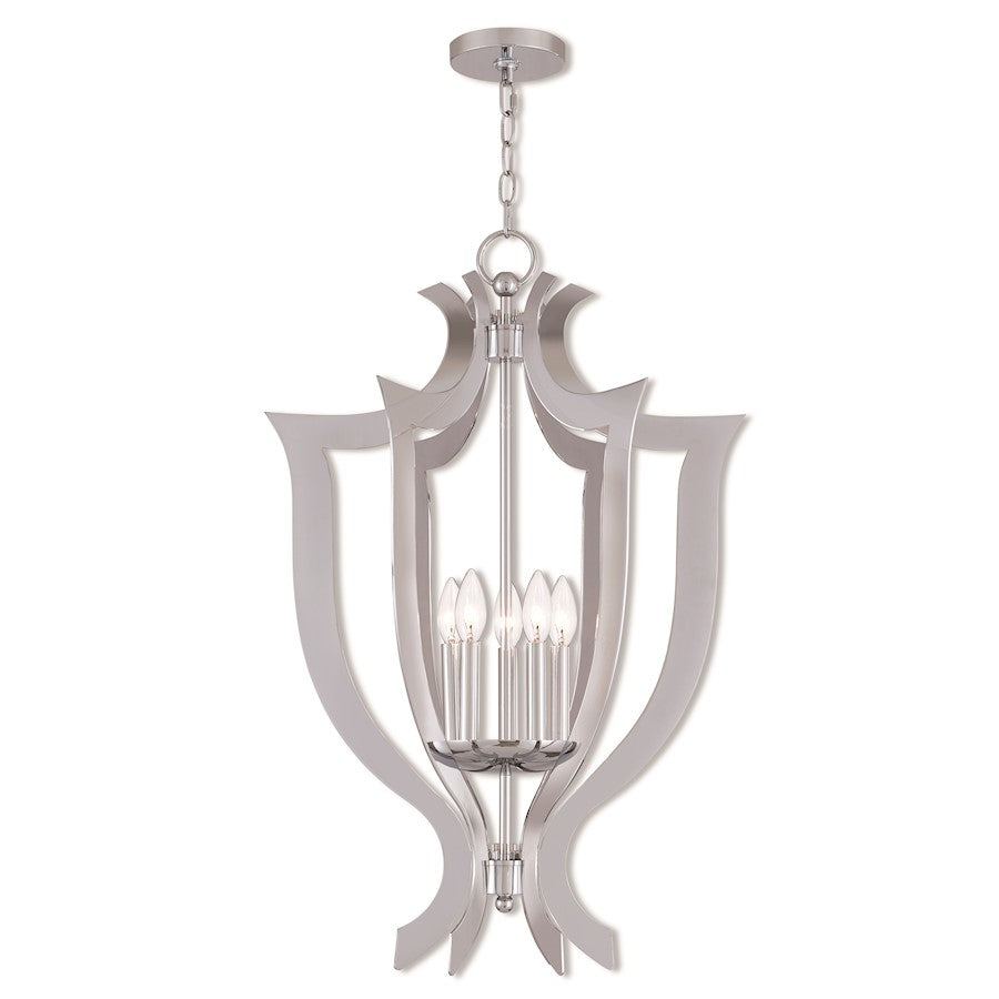 Livex Lighting Aldri 5 Light Lantern Chandelier, Polished Chrome