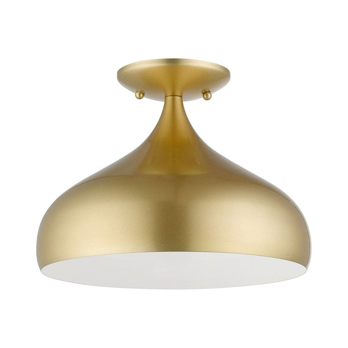 Livex Amador 1 Light Semi-Flush Mount, Soft Gold/White - 41050-33