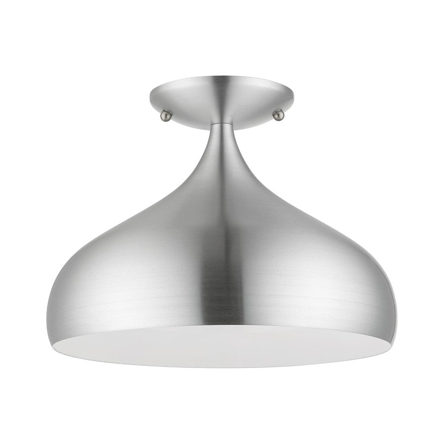 Livex Amador 1 Light Semi-Flush Mount, Aluminum/Chrome/White Inside - 41050-66