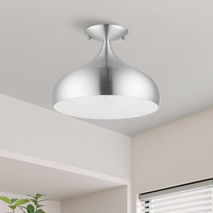 Livex Amador 1 Light Semi-Flush Mount, Chrome