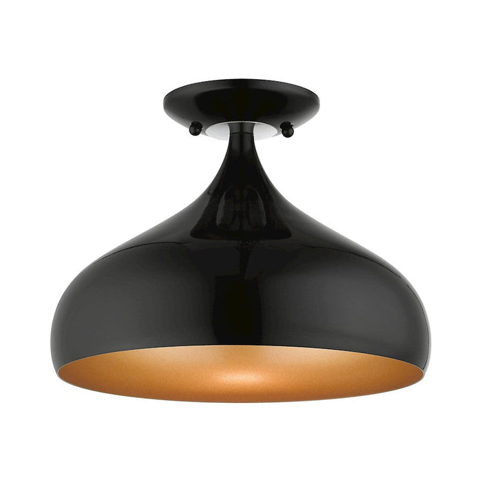 Livex Amador 1 Light Semi-Flush Mount, Black/Chrome/Aluminum/Gold - 41050-68