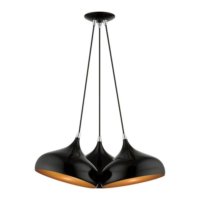 Livex Amador 3 Light Cluster Pendant, Chrome/Black Aluminum/Gold - 41053-68